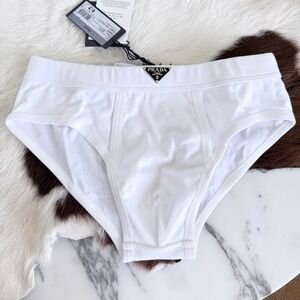Prada Triangle white cotton drawstring briefs, SIZE 5 (Large)